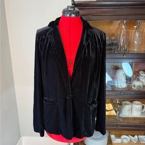 Tahari Black Elegant Velvet One Button Soft Blazer Size XL